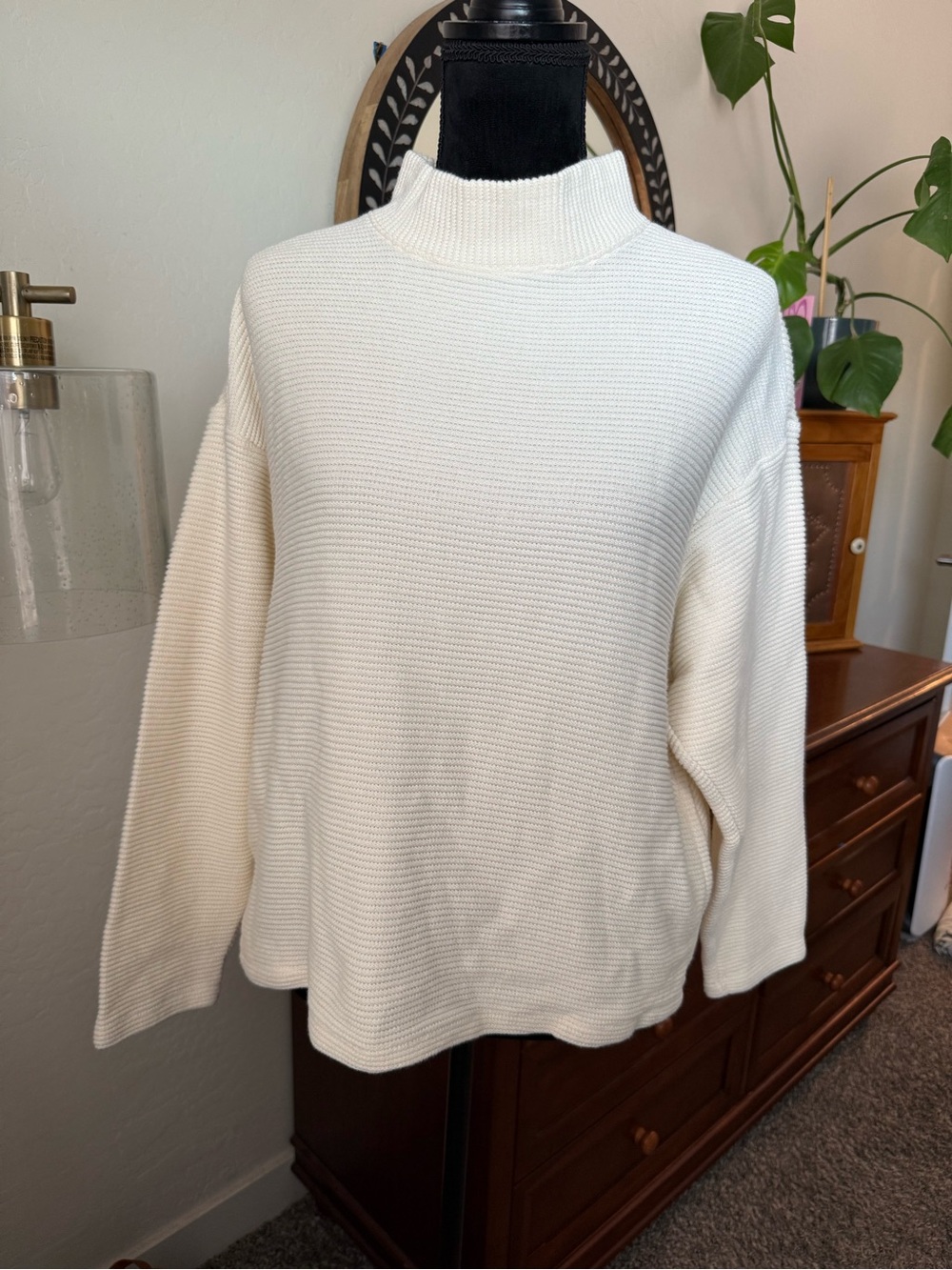 Madewell Cream Ribbed Mock Neck Sweater